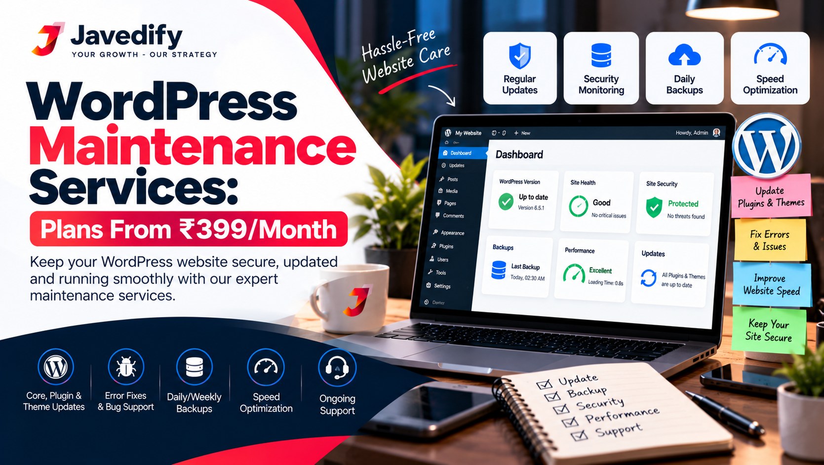 WordPress Maintenance Services: Plans From ₹399/Month
